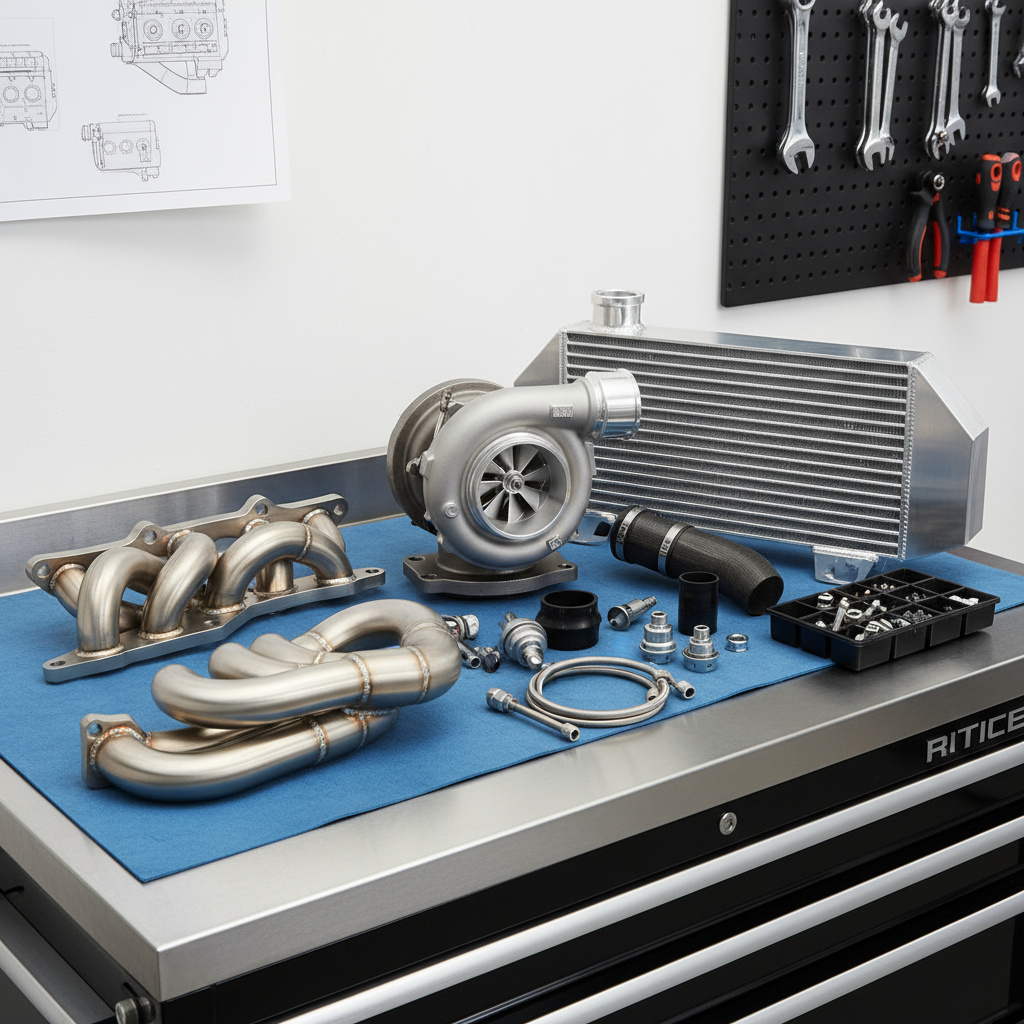 Performance-Teile wie Turbo, Ladeluftkühler und Auspuff